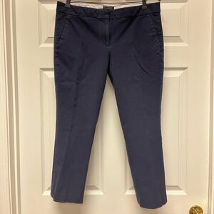 J. Crew Campbell Navy Two Way Cotton Stretch Cropped Trousers Pants sz 12